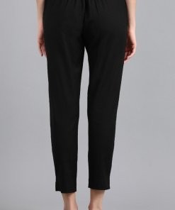 W Black Solid Trousers