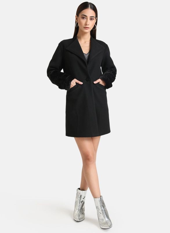 KAZO OVERCOAT WITH FUR DETAIL