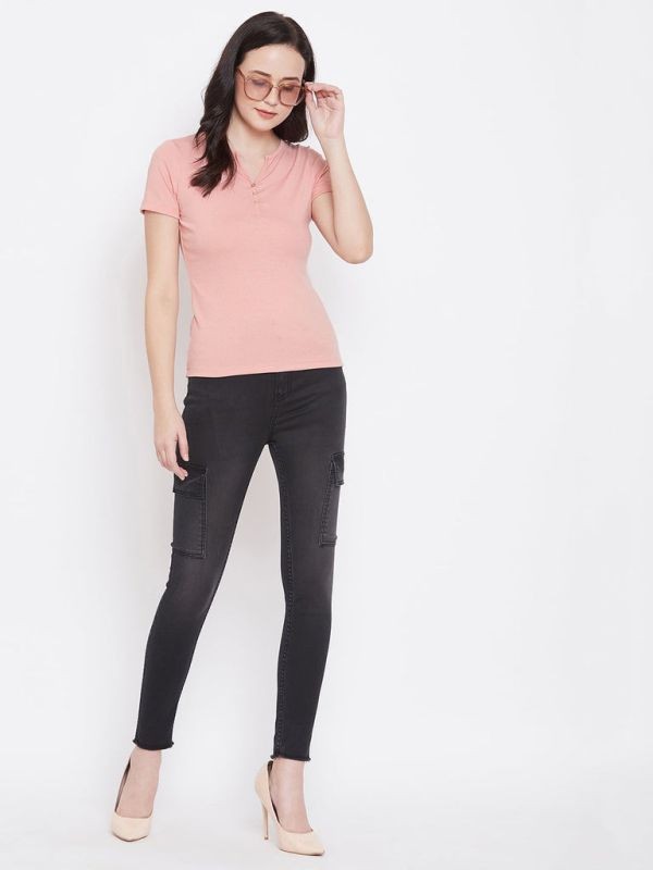 Madame Solid Half Sleeve Top for Women