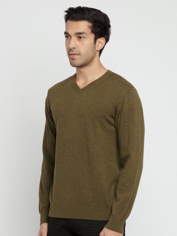 Status Quo Mens Solid V-Neck Sweater