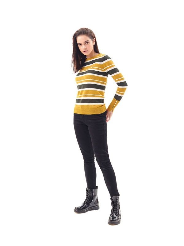 Coverstory Mustard Stripe Sweater
