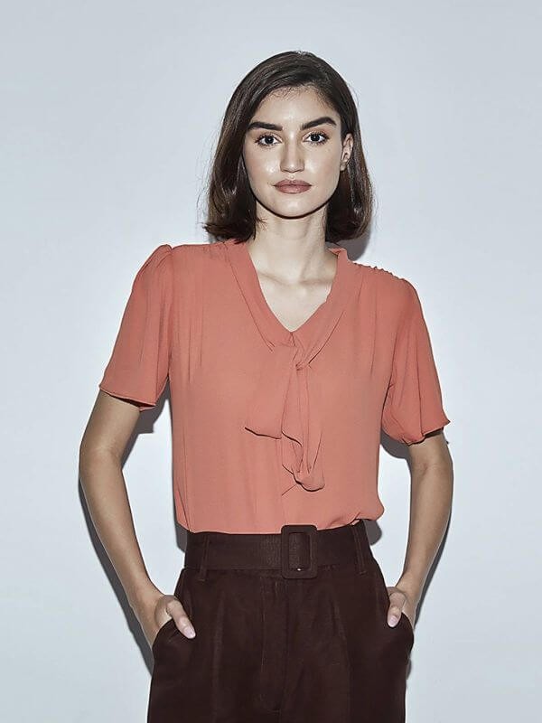 Coverstory Back to Work Tie Neck Blouse