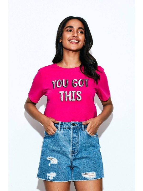 COVERSTORY "You got this" sequin statement tee
