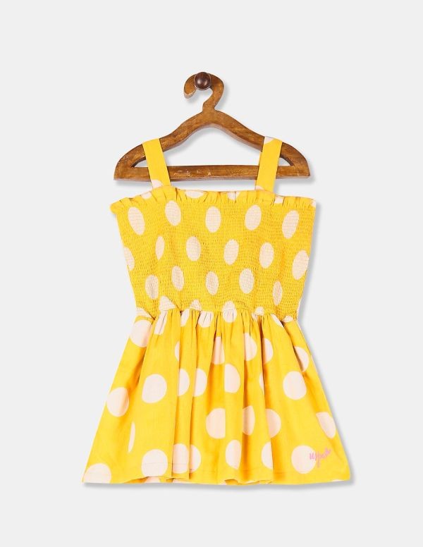 U.S. POLO ASSN. KIDSGirls Yellow Smocked Strappy Dress