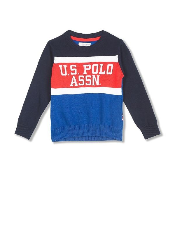 U.S. POLO ASSN. KIDSBoys Navy Crew Neck Brand Print Sweater