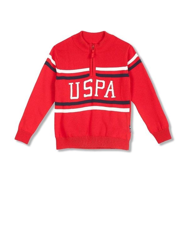 U.S. POLO ASSN. KIDSBoys Red High Neck Brand Print Sweater