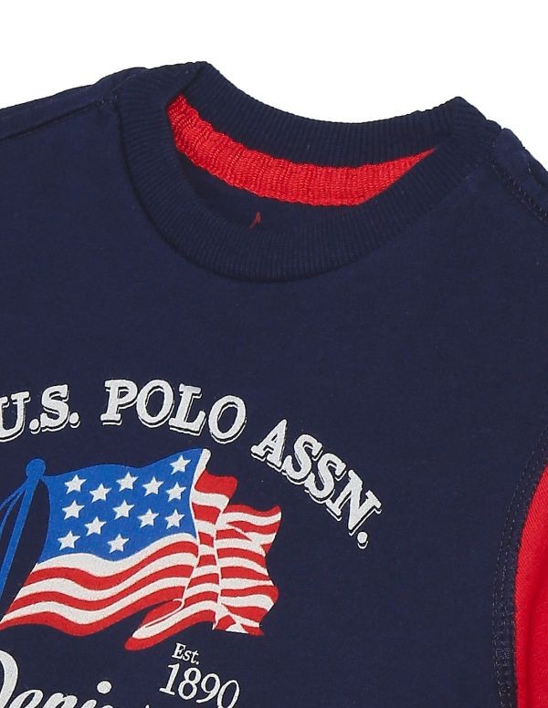 U.S. POLO ASSN. KIDSBoys Navy And Red Crew Neck Colour Block Sweatshirt
