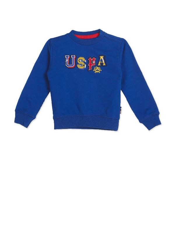 U.S. POLO ASSN. KIDSBoys Blue Crew Neck Appliqued Logo Sweatshirt