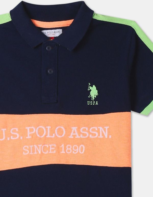 U.S. POLO ASSN. KIDSBoys Navy Brand Embroidered Colour Block Polo Shirt
