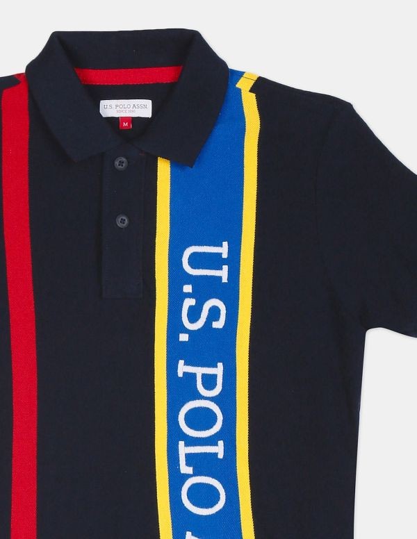 U.S. POLO ASSN. KIDSBoys Navy Brand Embroidered Stripe Pique Polo Shirt