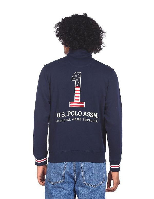 U.S. POLO ASSN.Men Navy High Neck Solid Sweater