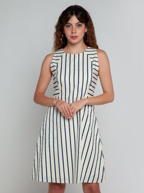 Zink London White Striped Short Dress For Women