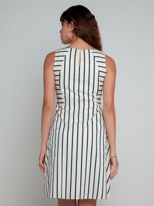 Zink London White Striped Short Dress For Women