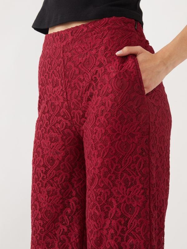 ZINK LONDON Maroon Lace Culottes For Women