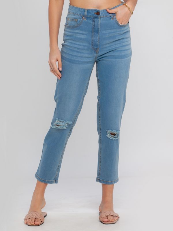Zink London Blue Solid Jeans For Women