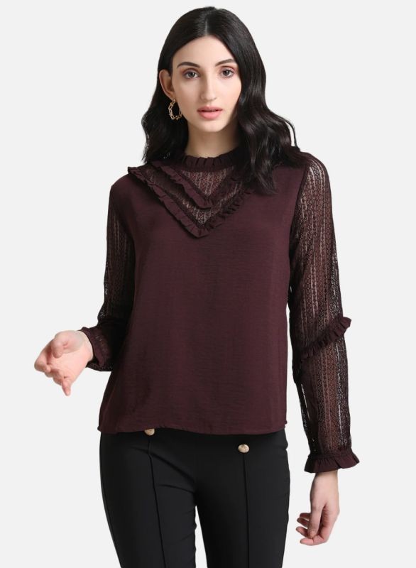 KAZO TOP WITH RUFFLES AT NECK AND SLEEVES.