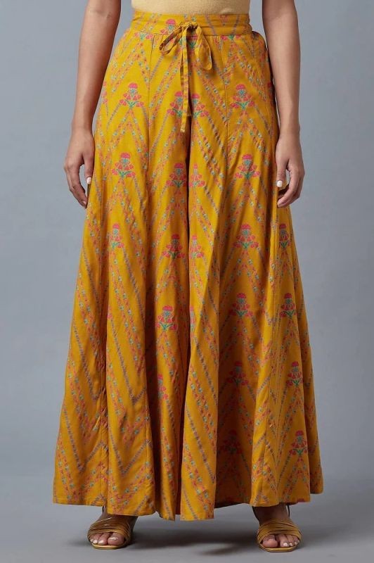 W Mustard Yellow Floral Printed Culottes