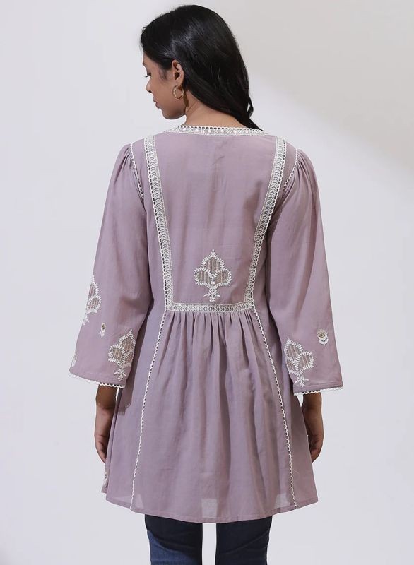 Lakshita Lavender Phool Collection Embroidered Kurti