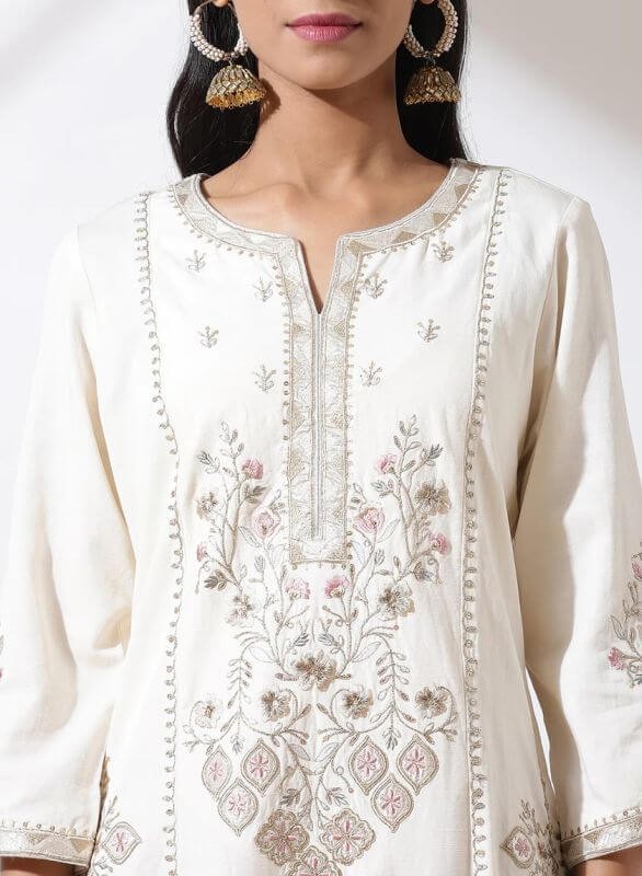 Lakshita Ivory Phool Collection Kurta with Floral Embroidery