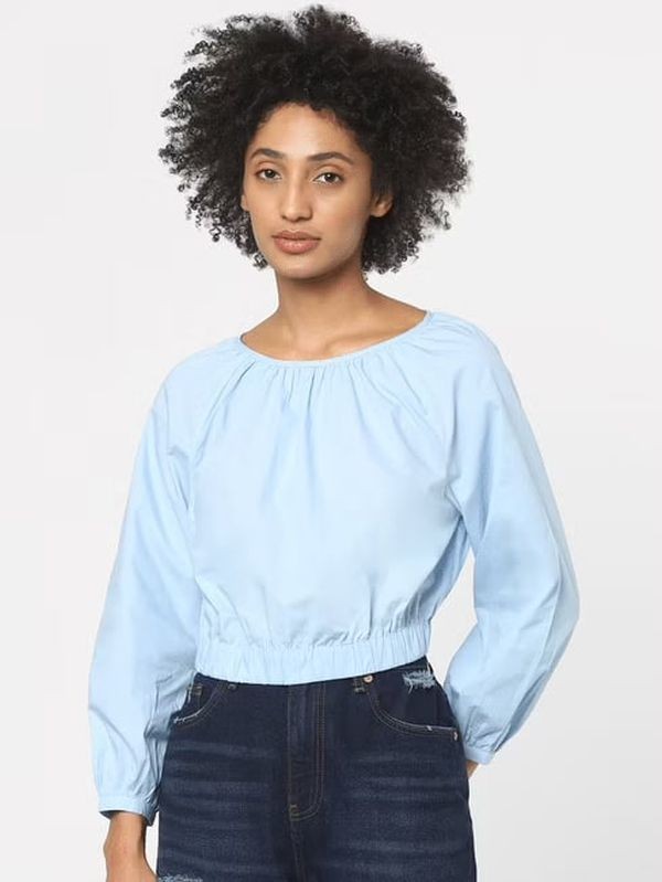 ONLY BLUE CROPPED BLOUSE