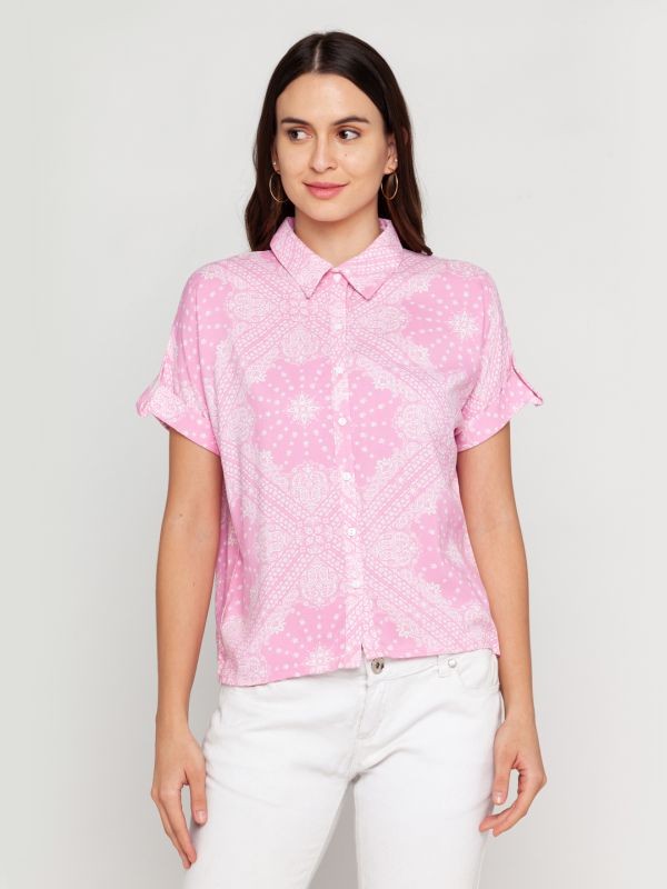Zink London Pink Printed Shirt For Women