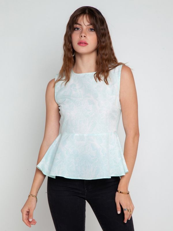 Zink London Blue Printed Top For Women